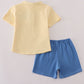 Yellow character applique shorts set