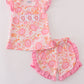 Pink Floral Ruffle Shorts Set