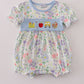 Floral print crayon apple embroidery bubble