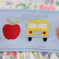 Floral print crayon apple embroidery bubble