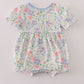 Floral print crayon apple embroidery bubble