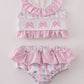 Pink bow embroidery 2pc swimsuit set UPF50+