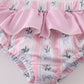 Pink bow embroidery 2pc swimsuit set UPF50+