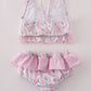 Pink bow embroidery 2pc swimsuit set UPF50+