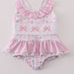 Pink bow embroidery swimsuit set UPF50+