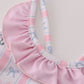 Pink bow embroidery swimsuit set UPF50+