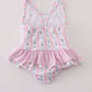Pink bow embroidery swimsuit set UPF50+