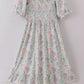 Floral print smocked mom dress