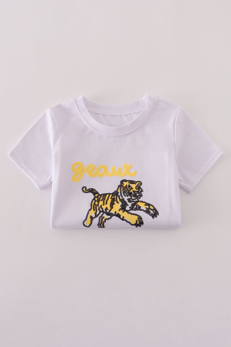 Purple gold LSU geaux tiger sequin set