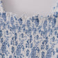 Blue smocked floral print mom dress