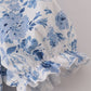 Blue smocked floral print mom dress