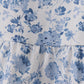 Blue smocked floral print mom dress