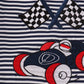 Navy stripe racing car embroidery bubble
