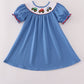 Blue tractor embroidery dress