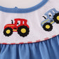 Blue tractor embroidery dress