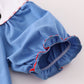 Blue tractor embroidery dress