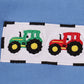 Blue tractor embroidery gingham pants set