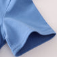 Blue tractor embroidery gingham pants set