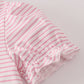 Pink stripe buffalo applique ruffle shorts set