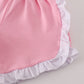 Pink stripe buffalo applique ruffle shorts set