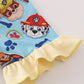Blue character print ruffle pajamas set