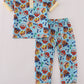 Blue character print pajamas set