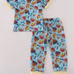 Blue character print pajamas set