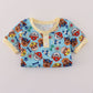 Blue character print pajamas set