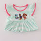 Pink character applique stripe shorts set