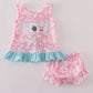 Pink strawberry milk cow embroidery bloomer set