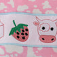 Pink strawberry milk cow embroidery bloomer set