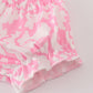Pink strawberry milk cow embroidery bloomer set