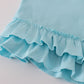 Pink strawberry milk cow embroidery ruffle shorts set