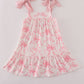 Pink bow print ruffle mom&me dress