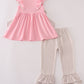 Pink football french knot pants set