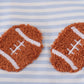 Blue football french knot stripe top