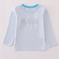Blue football french knot stripe top