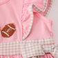 Pink football french knot ruffle dress