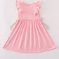 Pink football french knot ruffle dress