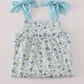 Blue floral print bow dress