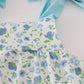 Blue floral print bow dress