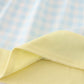 Blue character embroidery gingham ruffle dress