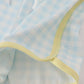 Blue character embroidery gingham shorts set
