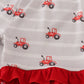Red tractor embroidery ruffle shorts set