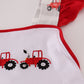 Red tractor embroidery ruffle dress