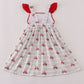 Red tractor embroidery ruffle dress