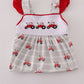 Red tractor embroidery ruffle dress