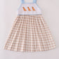 Beige puppy embroidery gingham dress