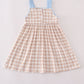Beige puppy embroidery gingham dress