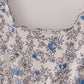 Blue vintage floral print tiered mom dress